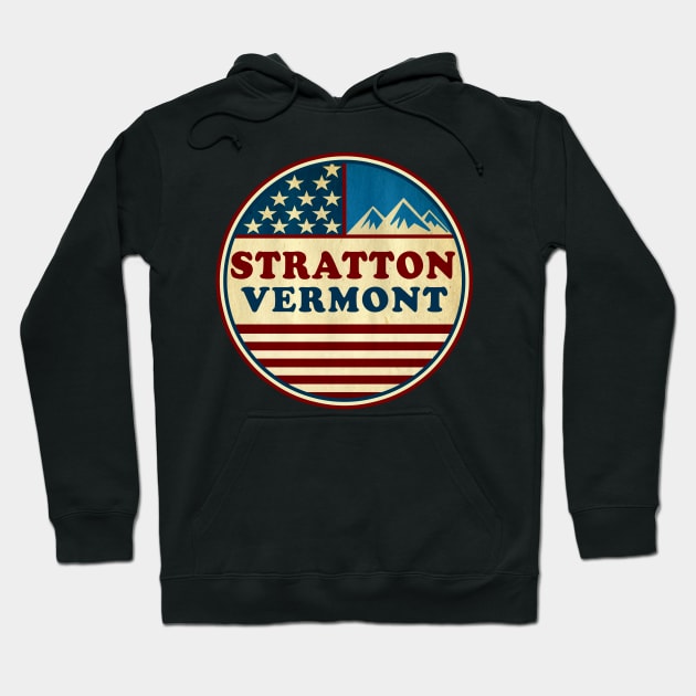 Stratton Vermont Skiing Mountains Stars And Stripes Ski VT Hoodie by TravelTime